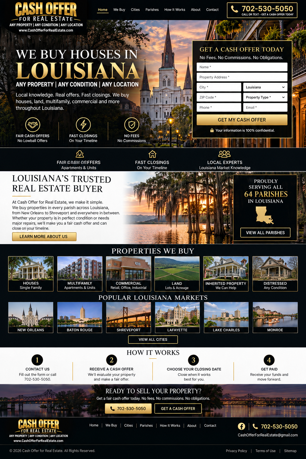 Cash Offer for Real Estate Louisiana - we buy houses and property throughout Louisiana